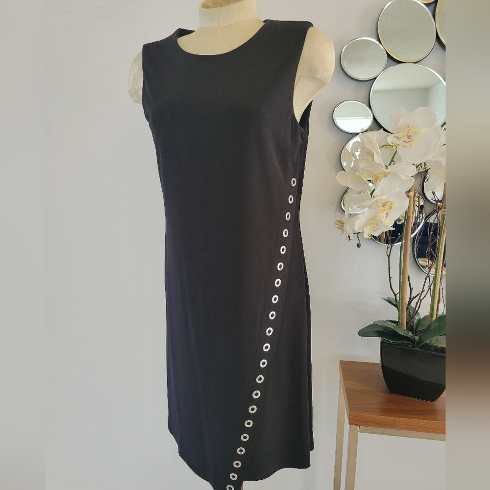 NWT Black Calvin Klein Pily Knit Dress With Grommets Sz 8